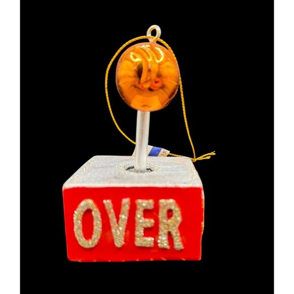 NWT Retro Arcade Joystick "Game Over" Ornament W/Glitter Text & Orange Sphere: - Picture 2 of 4